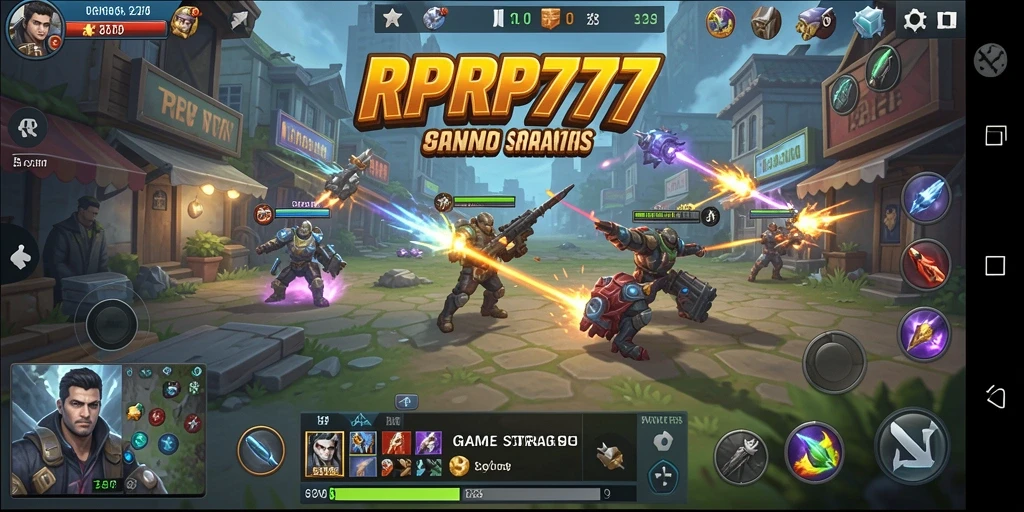 Screenshot gameplay RPRP777 menampilkan pertempuran strategi yang intens.