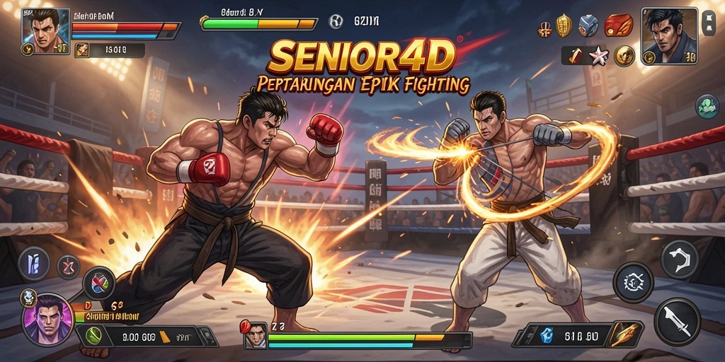 Tampilan aksi mendebarkan di arena pertarungan SENIOR4D.